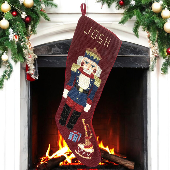 Vtg IMPERIAL ELEGANCE Wool Needlepoint Christmas Stocking Nutcracker 1991 *READ* - Picture 1 of 7